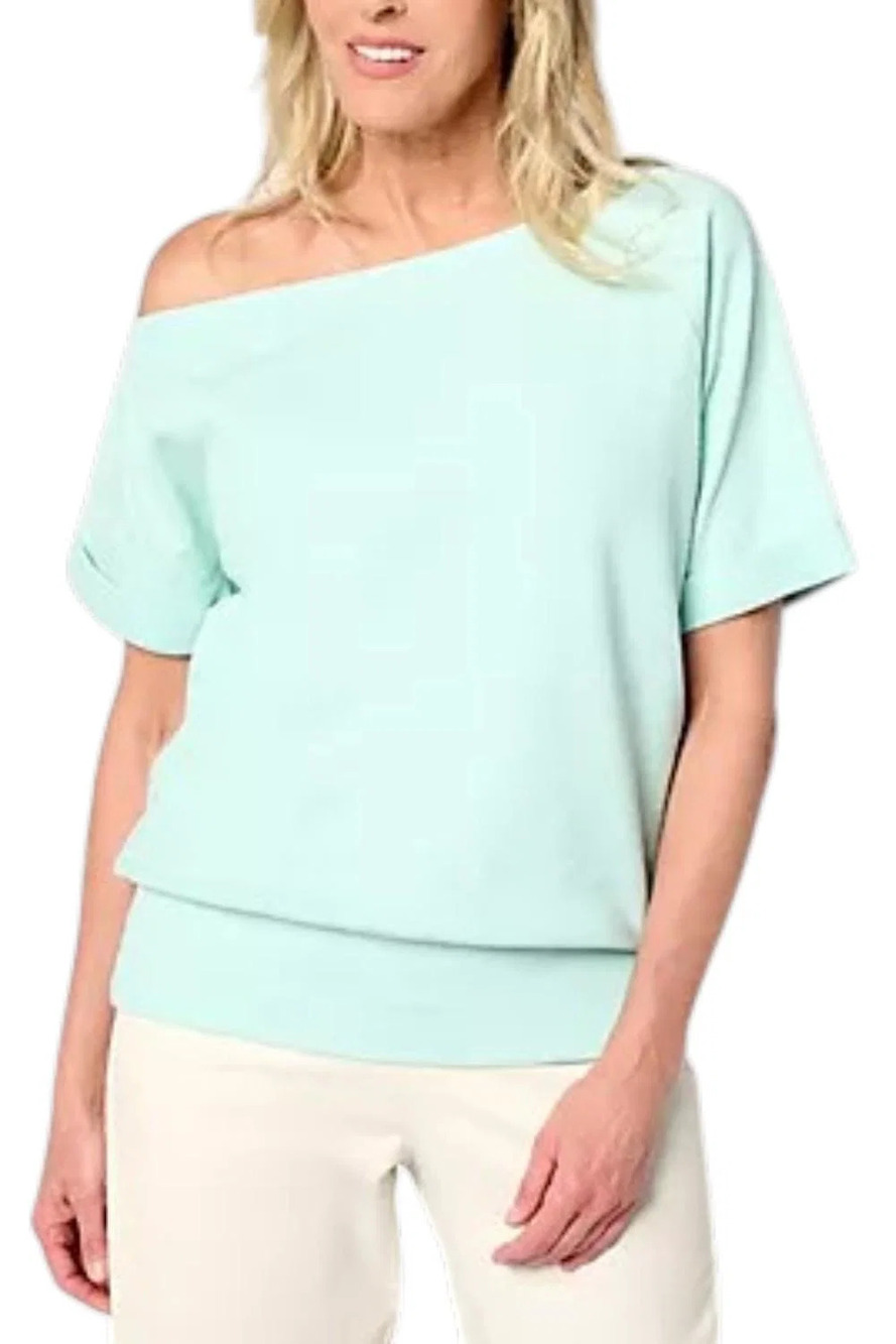 BEAUTIFUL by Lawrence Zarian Off-Shoulder Pullover Seafoam - Plus
